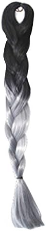 Yewig 100g Synthetic Ombre Kanekalon Braid Twist Braiding Hair Extensions Black-silvery grey