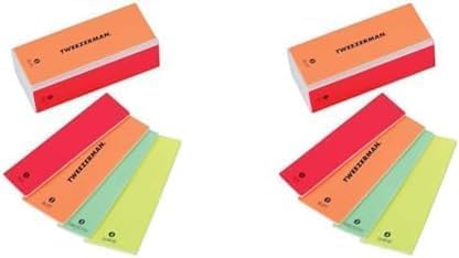 Tweezerman Neon Hot File, Buff, Smooth and Shine Block (Pack of 2)