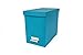 Bigso Box of Sweden John Fiberboard Label Frame Desktop File Storage Box | Document Organizer | Durable Hanging File Box with a Lid & Metal Label Window | 7.4’’ x 13’’ x 10.4’’ | Turquoise