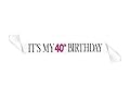 Its My 40th Birthday White Glitter Satin Sash â€“ Happy Birthday Party Supplies, Ideas and Decorations- Funny Birthday