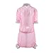Adult Baby PVC Snap Through Crotch Romper with White PVC Frills (Medium, Pink)