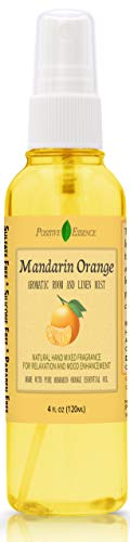 Positive Essence Mandarin Orange Linen and Room Spray, Natural Aromatic Mist Made with Pure Mandarin Essential Oil, Relax Your Body & Mind, Perfect as a Bathroom Air Freshener Odor Eliminator