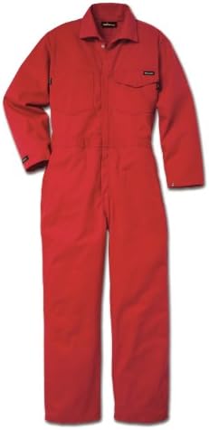 Workrite FR Flame Resistant 7 oz UltraSoft Work Coverall, Snap Wrist, 44 Chest Size, Regular Length, Red