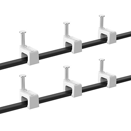 Nail-in Cable Clips 7mm, BUSOHE Flat Cable Wire Nail Clips for Cable Wire Management, 100pcs/Pack, White - Thumbnail 2