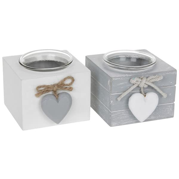 Joe Davies Set of 2 Provence Single Tealight Holders - Grey and White
