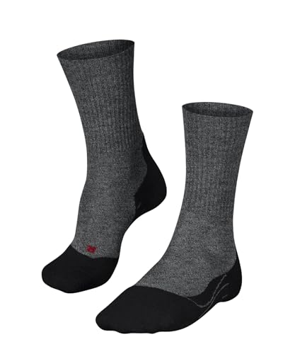 FALKE TK2 Explore Wool M So laine anti-ampoule épaisses 1 paire, Chaussettes de randonnée Homme, Gris Black 3020, 42-43