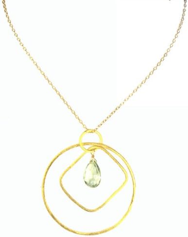Beauty - Hoop &amp; Square Green Amethsyt, 18IN