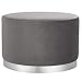 BIRDROCK HOME Large Round Velvet Ottoman Pouf - Padded Foot Rest w/Silver Trim - Soft Stool Chair Decor - Ideal for Coffee Table, Shoe Seat, Couch, Living Room, Bedroom, Vanity, Desk, Office - Grey