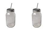 Ball RNWG-SIP-32OZ-2PK Novel GUZZLER SET a 32oz Mason Jar + Sippin' Lid + Acrylic Straw Reusable Novelty Cocktail Glasses Shabby Chic, 2 Pack, Clear