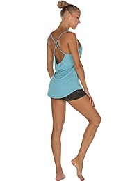 icyzone - Camiseta de tirantes para mujer - Tops de yoga atlético con espalda abierta - Camisas de running con tirantes (paquete de 2)