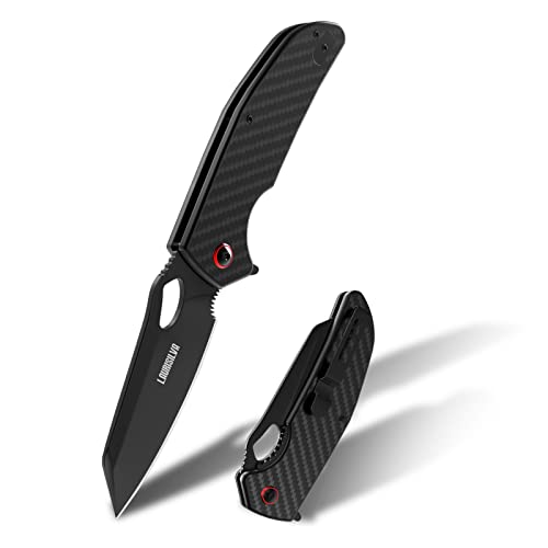 LAURISILVA Folding Pocket Knife,Carbon Fiber Lightweight Handle and D2