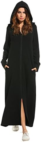 Zeagoo Womens Zip Up Hooded Robe Lightweight Sweatshirt Long