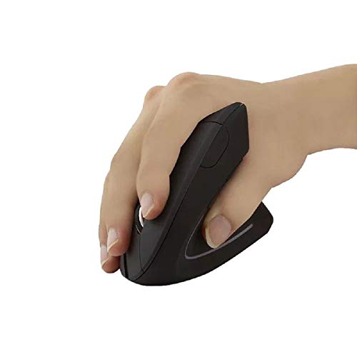 Wireless Mice, Putars 2.4G Wireless Vertical Ergonomic Optical Mouse, 1600DPI, USB Mice, 6 Buttons, Compact and Lightweight, Easy to Carry - Black - Thumbnail 2
