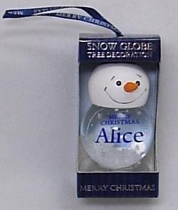 Alice Personalised Snow Globe Christmas Tree Decoration Amazon