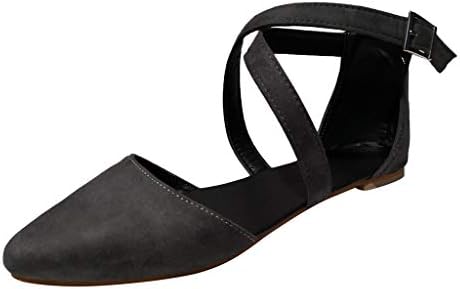 iLPM5 Flat Shoes for Women Pointed Solid Cross Strap Shallow Casual Summer Sandals