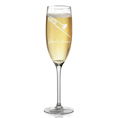 Champagne Glass, Trombone, Personalized Engraving Included