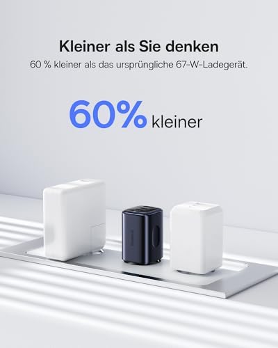 Picogo USB C Ladegerät 67W, Mini 3-Ports USB C Netzteil, PD Ladegerät mit PPS, GaN Schnellladegerät kompatibel mit iPhone 17/16/15/14 Air Pro Max, MacBook Pro/Air, iPad, Laptop,Galaxy S25