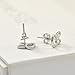 Paialco Sterling Silver Dainty Bunny Rabbit Ears Earring Studs for Girls, White Rhodium Plating