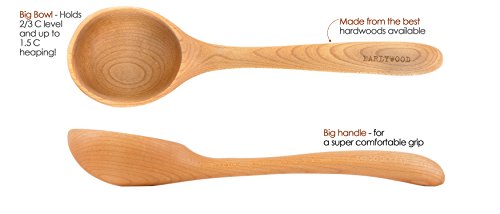 Earlywood 13-Inch Large Soup Ladle Spoon - Wooden Kitchen Ladle for Cooking or Serving Big Batches of Soup, Chili, Hearty Meals - Hard Maple Wood Ladles - Wooden Utensils Hand Crafted in USA