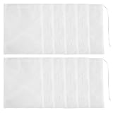 SLSON 12 Pcs Media Filter Bag Aquarium Fine 180 Micron Mesh Filter Bags Reusable Nylon Drawstring Bags for Fish Tank Activated Carbon,Charcoal,Bio Balls Filter Accessories,White