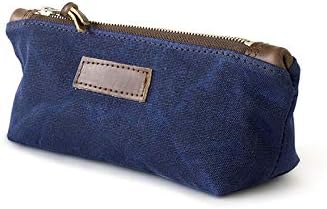 Waxed Canvas Zipper Pouch: Water-Resistant, Travel, Navy Blue - No. 275 (Made in the USA)