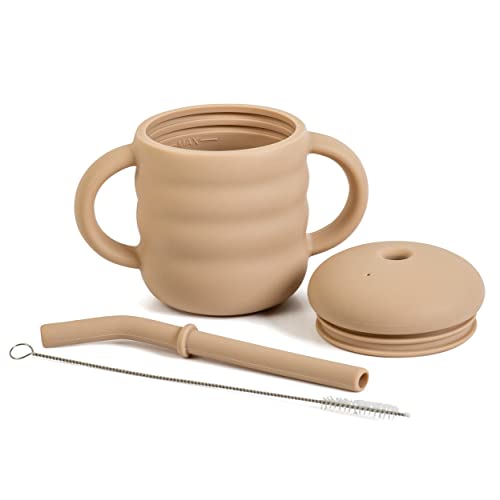 Cute 21 Silicone Straw Sippy Cup with Stopper 5.4 OZ Spillproof