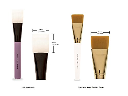 Beaute Galleria Facial Mask Brush Set of 2 - Synthetic Bristles Brush & Silicone Brush - Professional Quality for Applying Facial Mask, Eye Mask or DIY Home Spa