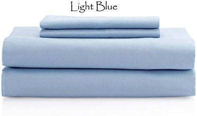 USA SHEETS Hotel Collection 4-PCs Bed Sheet Set Egyptian Cotton 600 Thread Count Sateen Solid 9" Inches Deep Pocket (California King Size, Light Blue)