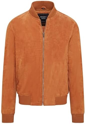 Mens Sand Goat Suede Bomber Jacket Real Genuine Leather MA-1