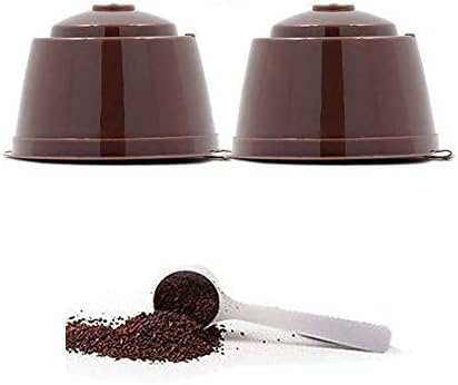 KDSANSO 2 Reusable Refillable Coffee Capsules Cup Filter Compatible for Dolce Gusto + 1 Plastic Coffee Spoon