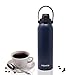 Aquatix Flip Top Double Wall Insulated Stainless Steel Sports Water Bottle (Midnight Blue, 32-Ounce)