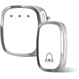 HX Studio Wireless Doorbell,Waterproof Wireless Door Bell Chime Kit with LED Light, 1 Receiver and 1 Push Button,1000 Feet with 36 Melodies, 4 Volume Levels,White