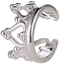 KISSFRIDAY Silvery Crown Punk Rock Metal Ear Bone Clip Ear Hook Cuff Clip Jewelry No Ear Hole