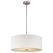 Modern Drum Pendant Light with White Shade in Satin Nickel Finish