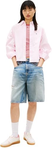 Donna Camicia Essential Crop in Cotone, Rosa (Pearly Pink), L