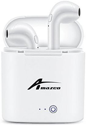 Amazco Wireless Earbuds Mini TWS Sports Bluetooth Earphones V4.2 Car Stereo Headsets Sweatproof Earphone Headset for Android iPhone X 8/8 plus 7/7 plus/6/6s plus Smartphones (White-TWS)