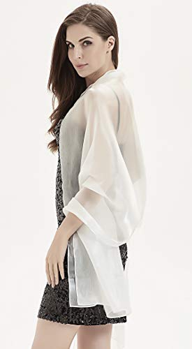 Alivila.Y Fashion Womens Organza Bridal Evening Soft Wrap Scarf Shawl-White Organza - Thumbnail 6