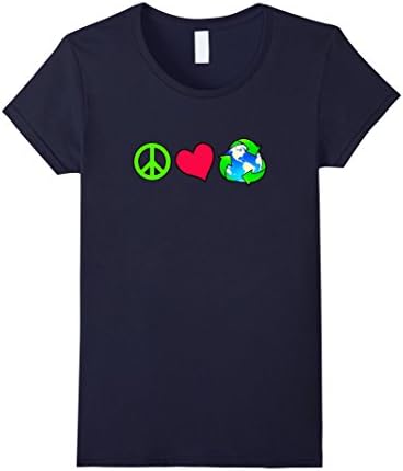 Womens Peace, Love &amp; Protect the Planet Shirt XL Navy
