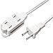 Amazon Basics 3-Foot 2-Prong Indoor Extension Cord Power Strip - Standard Plug - 13 Amps, 1625 Watts, 125 VAC - 2-Pack, White