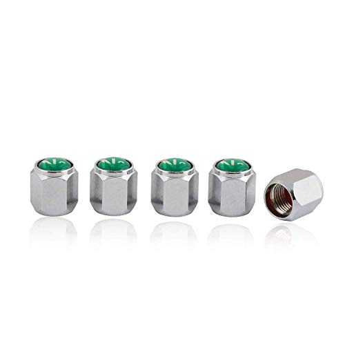 image for GODESON Hexagon Tire Valve Stem Caps with N2 Nitrogen Sign，Chrome Pl