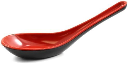 EAMALL Chinese Style Red &amp; Black Soup Spoon (Set of 2)