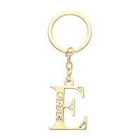 NOUMANDA Alloy 26 Alphabet English Letters Crystal Initial Charms Real Gold Plating Key Chain Ring (Letter E)