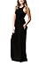 KORSIS Women's Summer Casual Loose Sleeveless Racerback Long Maxi Swing Dresses with Pockets Black M