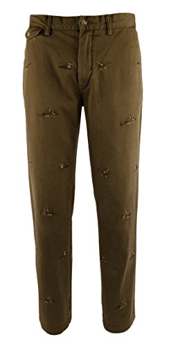 Polo Ralph Lauren Mens Bedford Straight Fit Embroidered Chino Pants Green 38/30