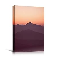 Canvas Wall Art Mountain View Sunset Coastal Multicolor Photography Relax/Calm Romantics Sunset - 12x18 inches