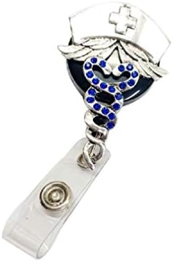 AYHU Nurse RN Retractable Badge Reel for Nurse Office Name ID Badge Holder with 360° Swivel Clip (Blue)