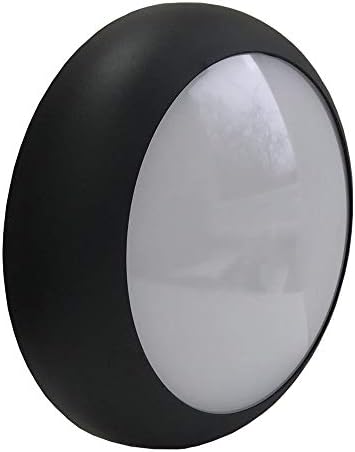LED 2D Bulkhead 18W Round IP65 CCT Switchable Colour Output Ceiling Light/Wall Light in Black (Sensor + Emergency)
