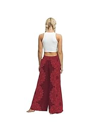 Pantalones de pierna ancha para mujer Boho Slit Yoga Workout Palazzo