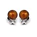 Golden Brown Freshwater Cultured Pearl Clip On Ball Stud Earrings For Women .925 Sterling Silver Non Pierced Ear