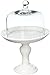 American Atelier Bianca Ceramic Pedestal Plate with Glass Lid – Domed Serving Cake Stand – for Cupcakes, Pies, Veggie Platter & Desserts, Round, White